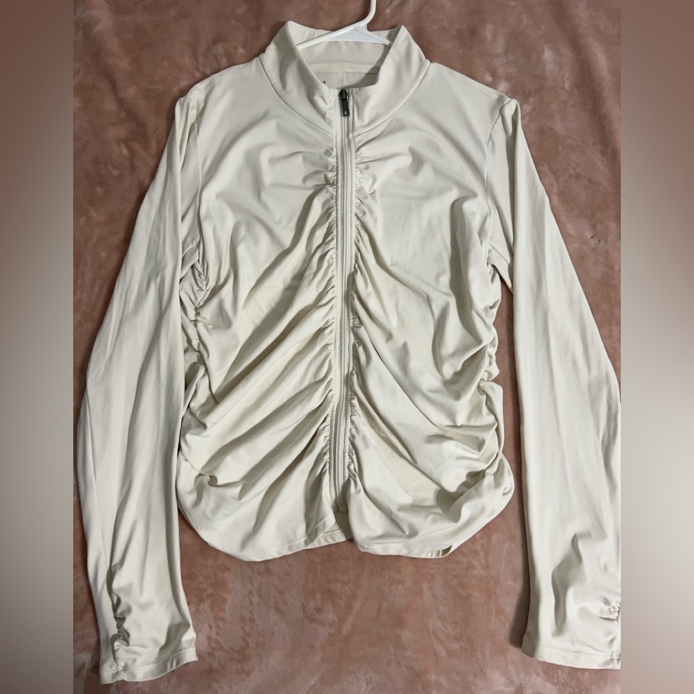 Chic Cream Bomber Jacket for Women
